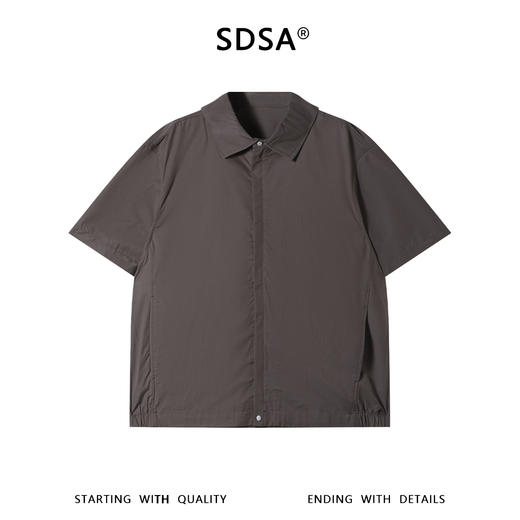 SDSA男装2026新款高贵轻奢潮牌时尚纯色拉链翻领短袖衬衫宽松上衣 商品图0