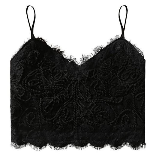 抖音文文同款蕾丝美背吊带背心女复古脑绳褶皱蕾丝美背裹胸内衣女 商品图4