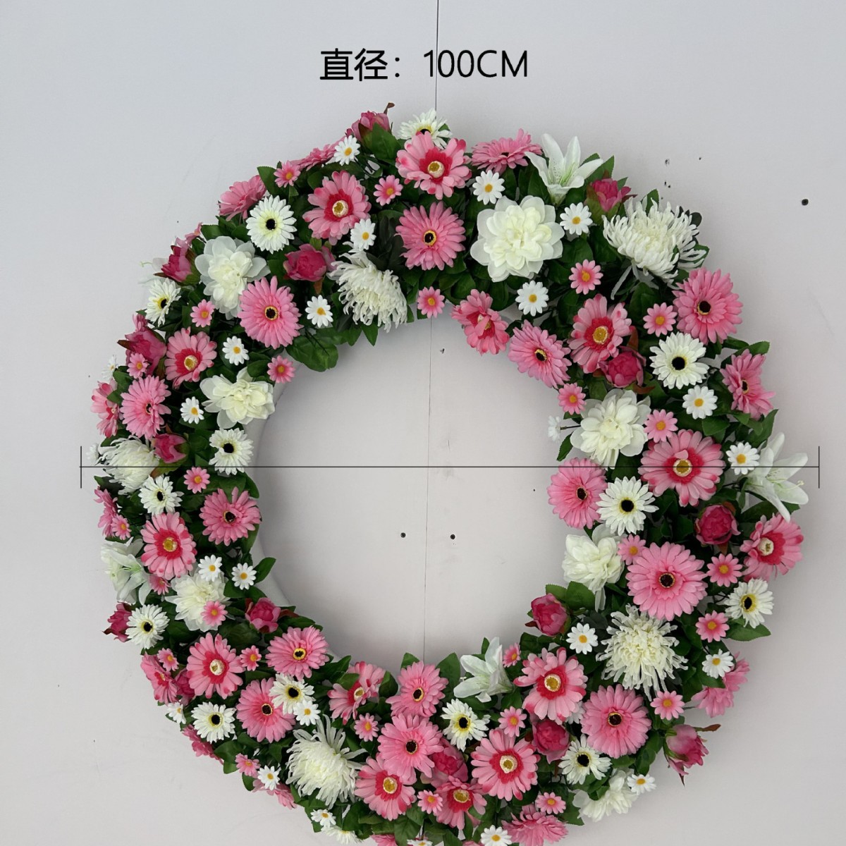 白事殡葬花圈仿真菊花祭祀花圈殡仪馆追悼会用品款式3
