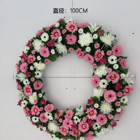 白事殡葬花圈仿真菊花祭祀花圈殡仪馆追悼会用品款式3