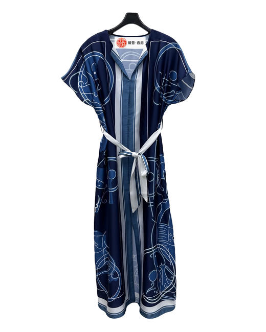 女款丝质印花连衣裙la 商品图0