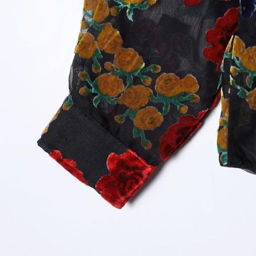 SDSA男装2026新款高贵轻奢植绒玫瑰花卉长袖衬衫宽松立领复古上衣 商品图2