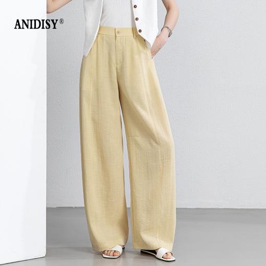 时尚高腰拉链后松紧腰阔腿弯刀裤 商品图1