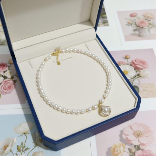 轻奢极简 7mm淡水珍珠满钻吊坠 锁骨链 毕业季礼物 [发：79] 商品图6