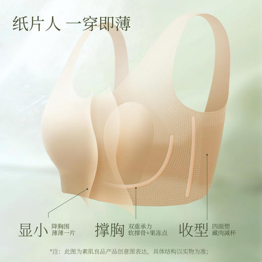 【E】素肌良品【无痕纸片人】大胸显小内衣粉底液全罩杯收副乳薄款文胸MX529 商品图1