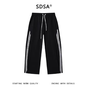 SDSA男装2026新款高贵轻奢侧边双白条直筒抽绳运动休闲裤百搭时尚