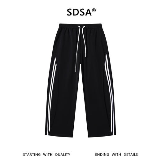 SDSA男装2026新款高贵轻奢侧边双白条直筒抽绳运动休闲裤百搭时尚 商品图0