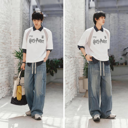 森柔|商场同款森马牛仔裤男夏季宽松直筒裤2026新款利落分割长裤 商品图4