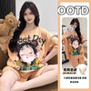 【今日份OOTD❗️卡通睡衣套装】可爱感直接拉满，自带胸垫免穿文胸，宽松大版型不挑身形，柔软亲肤透气不闷汗，短袖短裤甜美卡通女孩韩版印花家居服套装QQ 商品缩略图2