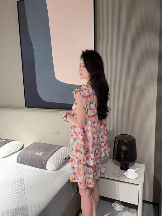 春夏新品大码圆领荷叶边袖口减龄家居服两件套（居家旅游必备） 商品图5