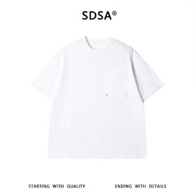 SDSA男装2026新款轻奢肌理感铆钉贴袋短袖T恤宽松圆领休闲上衣