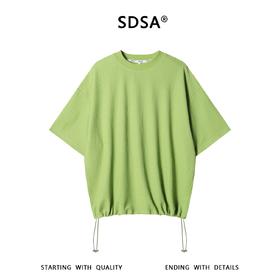 SDSA男装2026新款高贵轻奢抽绳下摆肌理感短袖T恤宽松圆领上衣