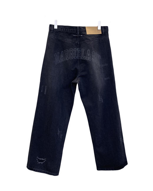 中性款印花破洞做旧牛仔裤长裤he016 商品图1