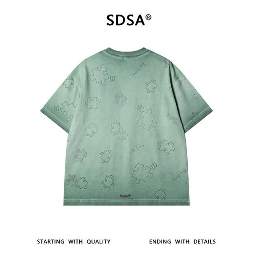 SDSA男装2026新款高贵轻奢拼图暗纹提花短袖T恤宽松圆领休闲上衣 商品图4