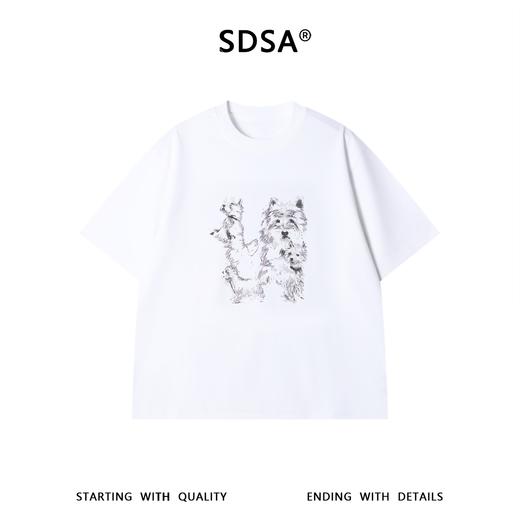 SDSA男装2026新款高贵轻奢潮牌素描小狗印花短袖T恤小众设计百搭 商品图1