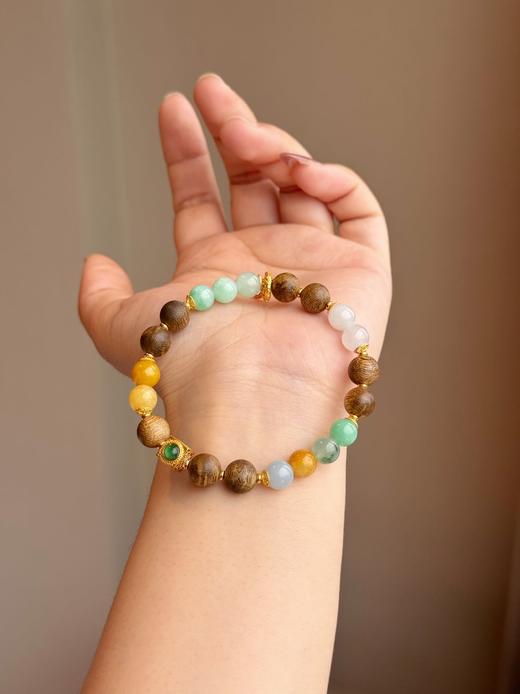 【秒杀】【翡翠溯源全场8折】缅甸翡翠沉香8mm手串 商品图1