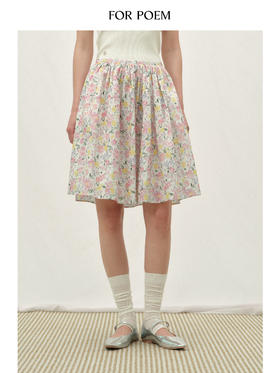 ForPoem 26/SS 原创设计落樱粉碎花中长半裙a字精致休闲伞裙裙子