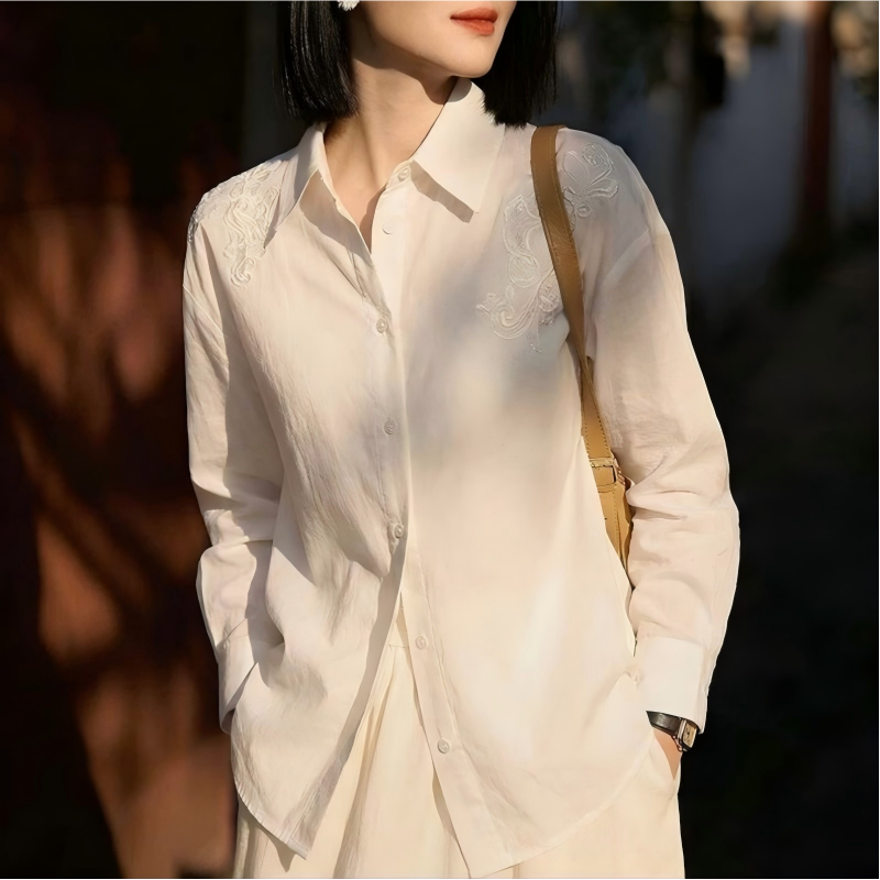 SUSX品牌2026新款亚麻棉重工绣花衬衫C21925408（下单3-7天发货）