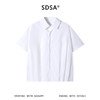 SDSA男装2026新款高贵轻奢日系简约纯色下摆褶皱翻领短袖衬衫百搭 商品缩略图0