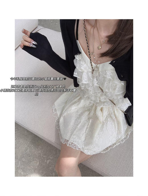 金蘑菇菇  小白花半裙 白色蕾丝高腰A字短裙女温柔风显瘦小个子半身裙 商品图0