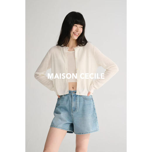 MAISON CECILE 三色/天丝亚麻混纺松弛显瘦针织开衫/无袖背心（新增花灰色） 商品图3