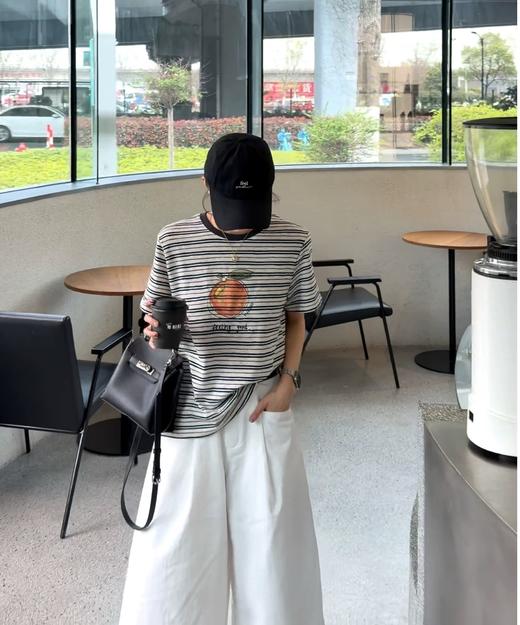 老米优品🎈3-5天。巨藏肉减龄款！🍊《橘子条纹短袖T恤》 慵懒感拉满的百搭单品~T260408A 商品图4