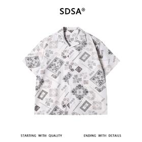 SDSA男装2026新款高贵轻奢复古佩斯利印花衬衫古巴领宽松短袖