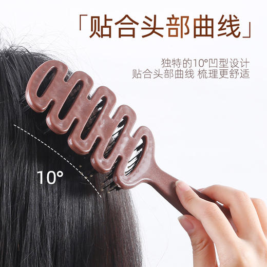 【秒杀❗️9.9一把🔥猪鬓毛造型梳】一梳到底，软猪鬃毛抚平毛躁不打结，圆润珠头按摩头皮更舒适，打造高颅顶、蓬松发型超轻松，享受头皮 SPA 级体验头部顺发排骨梳网红梳子女士专用QQ 商品图3