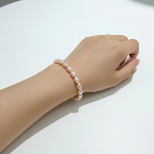 香槟金无瑕 5-6mm大米珠珍珠手链 纯银延长扣 主推 温润通勤 [发：35] 商品图3