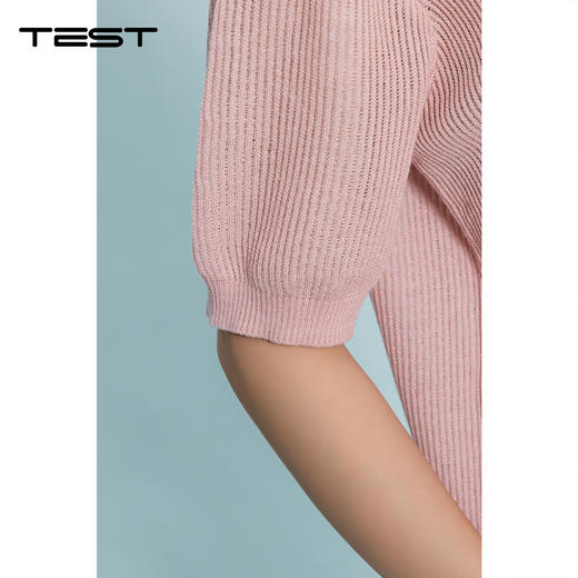 夏上新粉色镂空短袖薄款透气温柔风针织衫1262019 商品图4