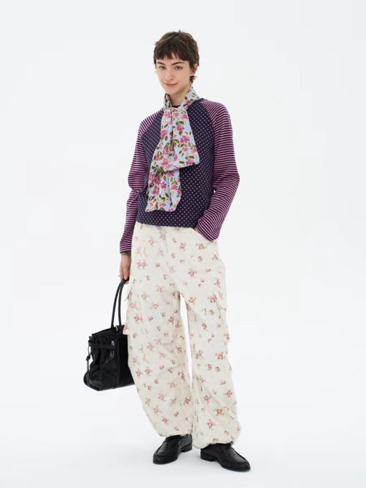 local tag/lt26ssk17/ 波点与条纹 合身长袖T 宽松百搭圆领插肩袖打底衫 商品图3