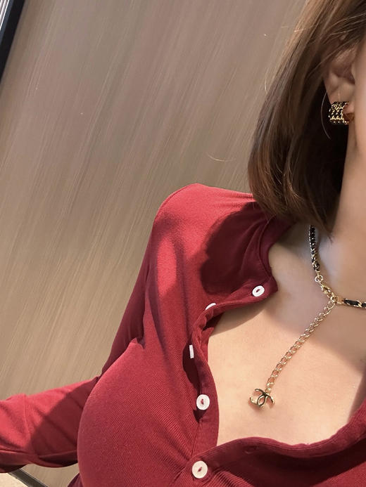 THS-无 香家 不容拒绝的黑金皮穿编织项链 耳饰 2款 CU1346 商品图1