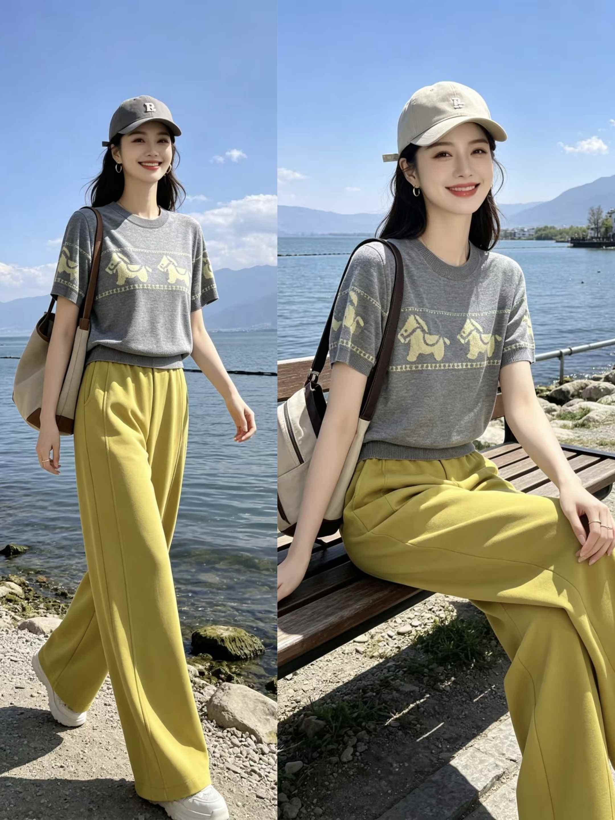 60S628春夏款针织弯刀裤