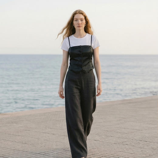 NJP/NOT JUST PAJAMA  City Light系列 提花抹胸真丝马甲上衣（带胸垫）NJP2315 商品图3