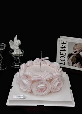 女神糯米纸玫瑰花仙气高级女生蛋糕