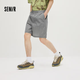 森马休闲裤男夏季运动感户外短裤2026新款拼接网兜松紧腰直筒裤子