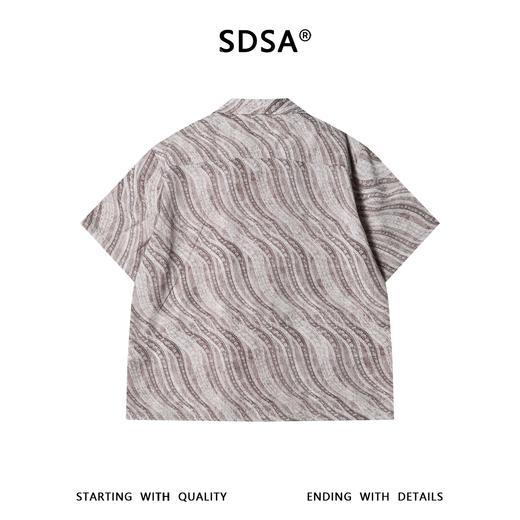 SDSA男装2026新款高贵轻奢水波纹满印古巴领短袖衬衫宽松复古上衣 商品图4