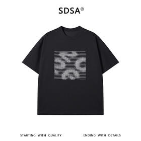 SDSA男装2026新款高贵轻奢韩系简约撞色刺绣线条圆领短袖T恤百搭