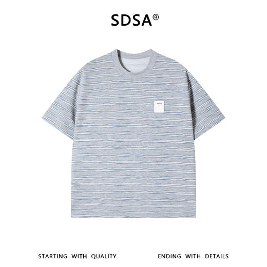 SDSA男装2026新款轻奢水波纹线条圆领短袖T恤日系极简风宽松上衣 商品图0