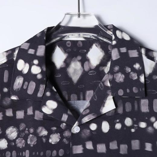 SDSA男装2026新款轻奢几何菱形满印古巴领短袖衬衫宽松复古上衣 商品图1