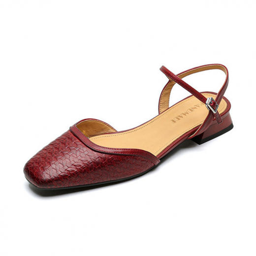 【预售5天】文艺甜美优雅气质时尚ins简约后空真皮单鞋包头凉鞋女HB&0073-1 商品图4