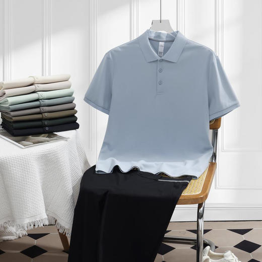 超导无痕珠地男女同款吸湿透气轻盈时尚日常通勤短袖翻领polo衫   HLS-GF81017# 商品图2