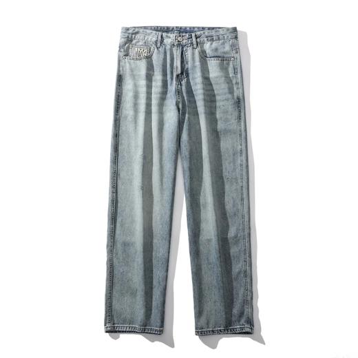 【lyyk-Z3015】男子百搭刺绣水洗舒适直筒浅色牛仔长裤！！ 商品图1