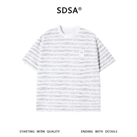 SDSA男装2026新款轻奢水波纹线条圆领短袖T恤日系极简风宽松上衣 商品图0