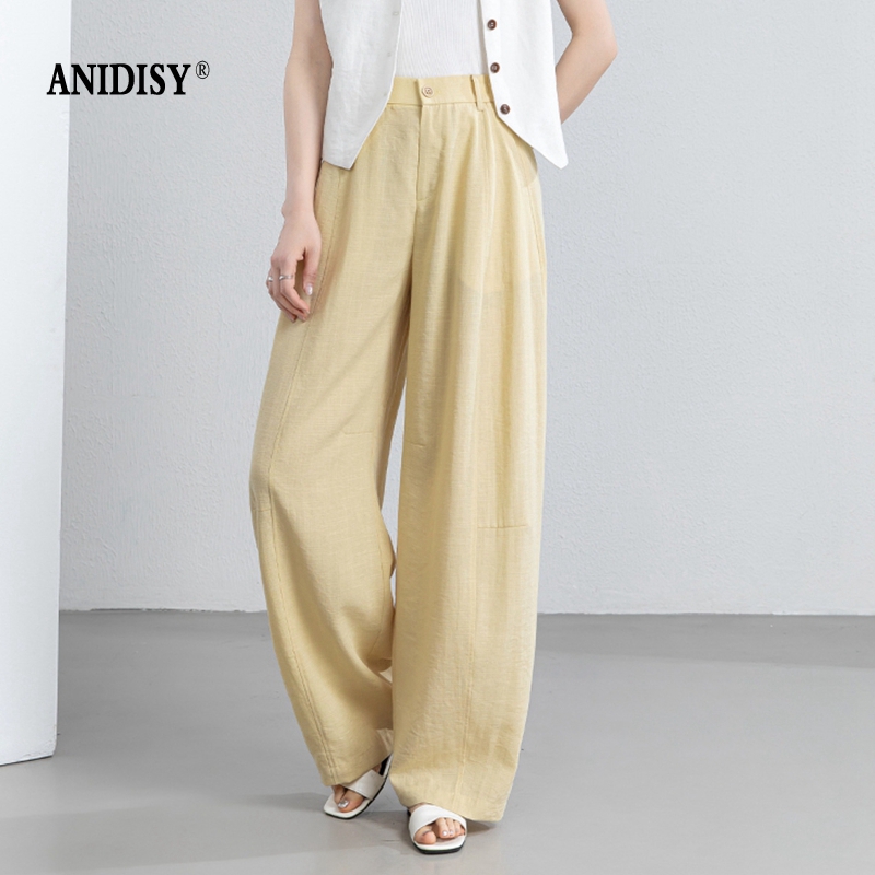 时尚高腰拉链后松紧腰阔腿弯刀裤