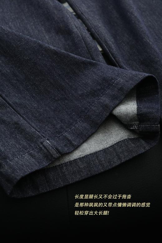 深蓝原牛！设计感薄款褶皱显瘦防褪色牛仔裤阔腿裤 商品图13