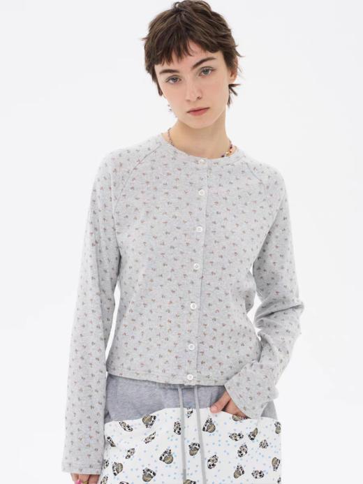 local tag/lt26ssk30/尼斯花园 碎花印花针织插肩袖修身开衫 圆领打底衫 商品图0