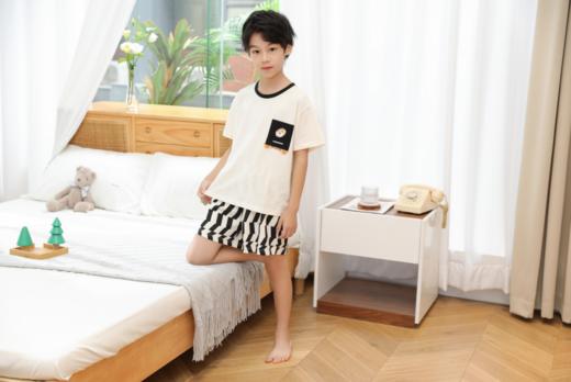 【单件6折/2件5折】【秀黛】男童圆领小熊短袖套装儿童男童夏季睡衣家居服L2441009T【门店同款】 商品图1