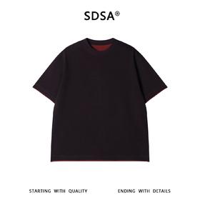 SDSA男装2026新款高贵轻奢潮牌日系撞色卷边T恤宽松短袖