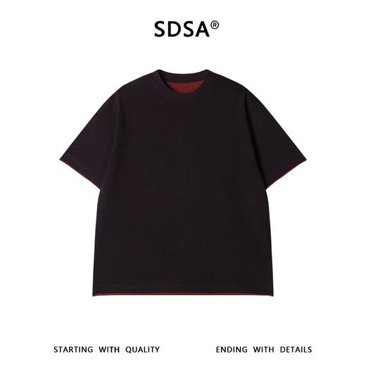 SDSA男装2026新款高贵轻奢潮牌日系撞色卷边T恤宽松短袖 商品图0
